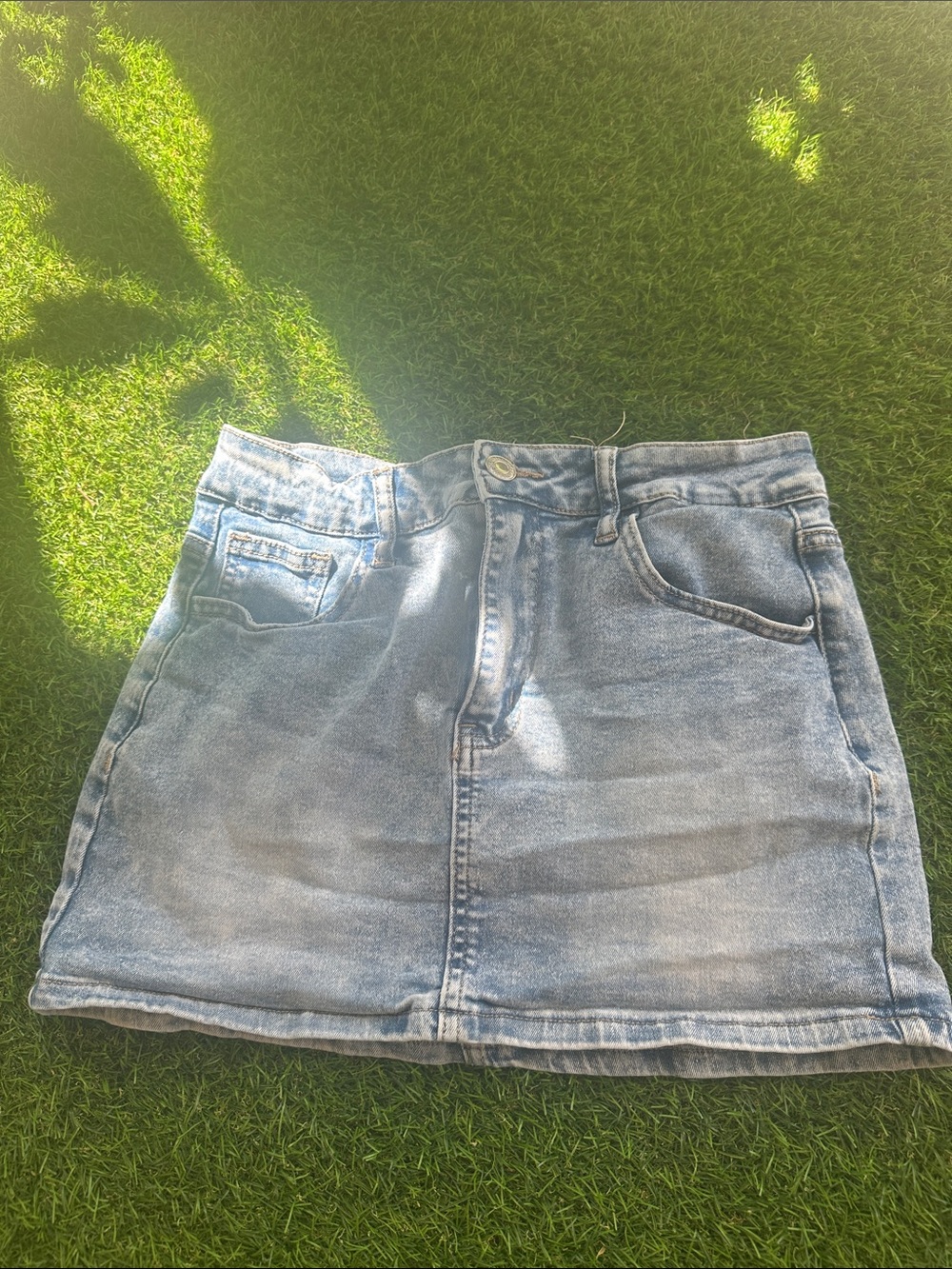 SHEIN Light Blue Washed Denim Mini Skirt